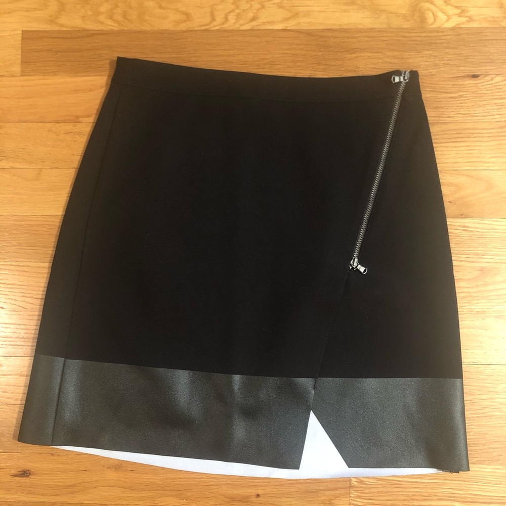 Club Monaco Faux Leather And Cloth Skirt